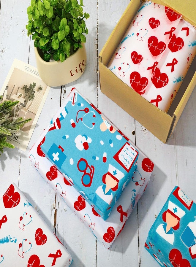 Whaline 100 Sheets Nurse Tissue Paper Medical School Gift Wrapping Paper Heart Stethoscope Decorative Art Paper for Nurses Doctors DIY Crafts Party Gift Packing Supplies, 14 x 20 Inch - Image 4